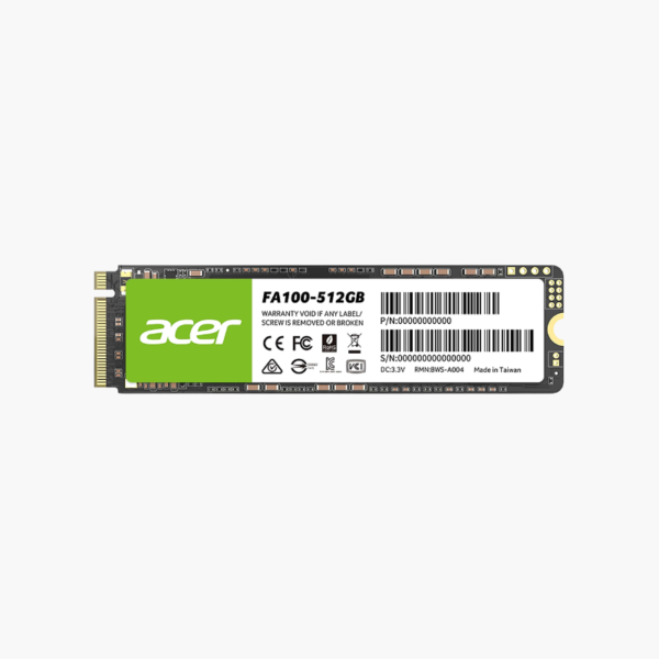 Acer FA100 1TB M.2 PCIe Gen3 x4 NVMe SSD (BL.9BWWA.120) – 3D TLC NAND, Up to 3,300MB/s