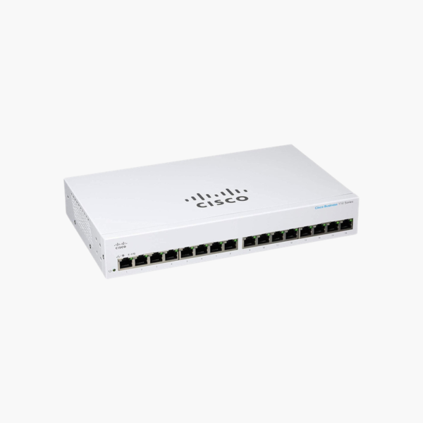 Cisco Business 110 CBS110-16T-NA 16-Port Gigabit Unmanaged Switch – Fanless, Rack-Mountable