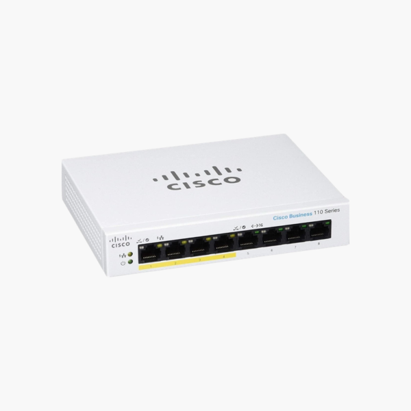 Cisco Business 110 CBS110-8PP-D-NA 8-Port Gigabit PoE Unmanaged Switch – 4 PoE Ports, 32W Budget, Fanless Desktop Design