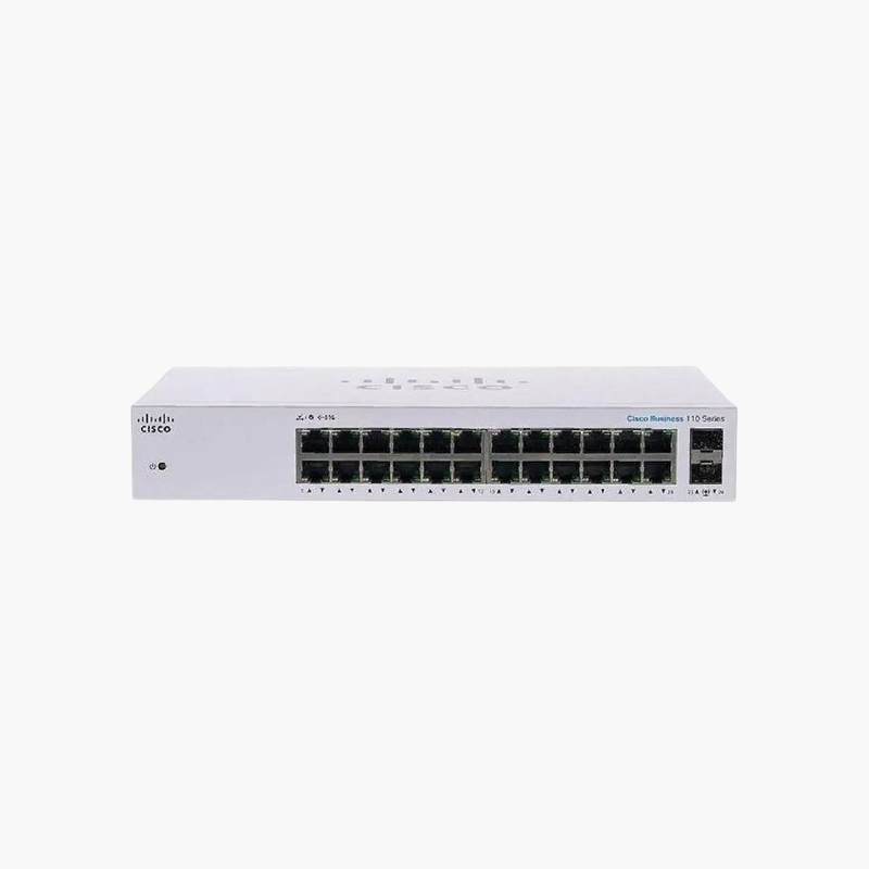 Cisco-Business-CBS110-24T-24-Port-Gigabit-Unmanaged-Switch-CICBS11024TN-2x-Gigabit-RJ45SFP-combo-1.png Cisco Business CBS110-24T 24-Port Gigabit Unmanaged Switch (CICBS11024TN) – 2x Gigabit RJ45/SFP combo - Image 1