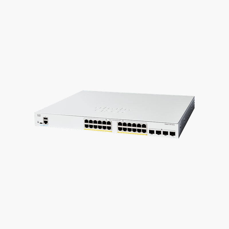 Cisco-Catalyst-1300-24-Port-Gigabit-Full-PoE-Managed-Switch-C1300-24FP-4X-CIC1324FP4X-375W-PoE-4x-10G-SFP-Layer-3-Managed-1.png Cisco Catalyst 1300 24-Port Gigabit Full PoE+ Managed Switch (C1300-24FP-4X) (CIC1324FP4X) – 375W PoE, 4x 10G SFP+, Layer 3 Managed - Image 1