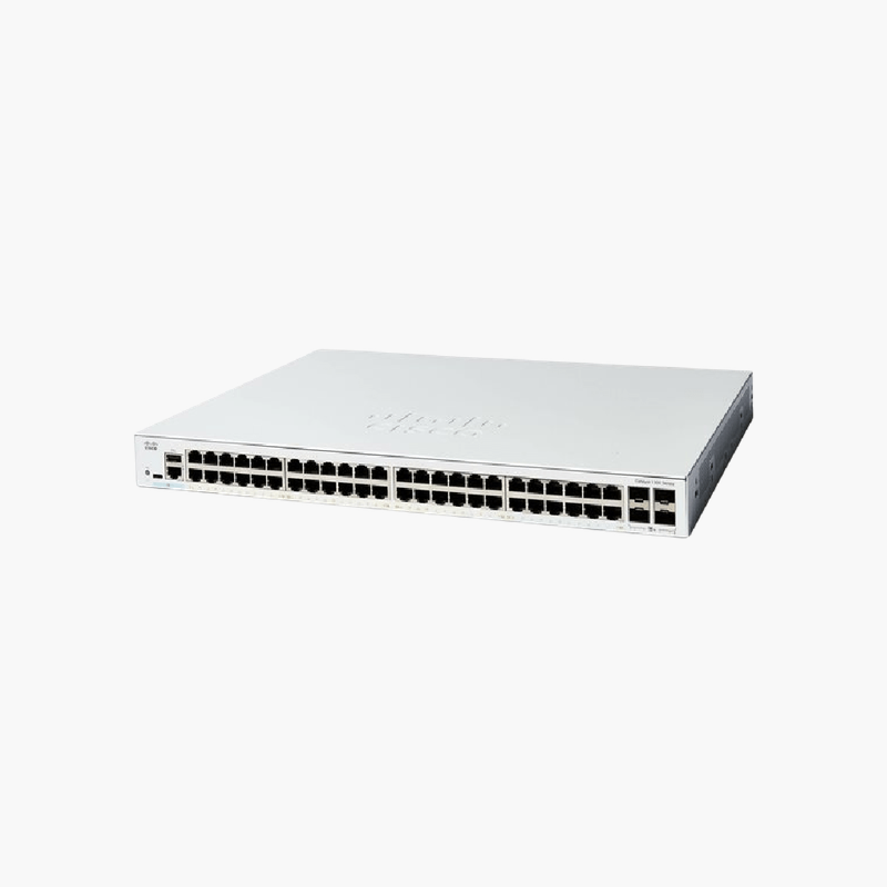 Cisco-Catalyst-1300-48-Port-Gigabit-Managed-Switch-C1300-48T-4X-CIC13X48T4X-4x-10G-SFP-Layer-3-Managed-1.png Cisco Catalyst 1300 48-Port Gigabit Managed Switch (C1300-48T-4X) (C1300-48T-4X) – 4x 10G SFP+, Layer 3 Managed - Image 1