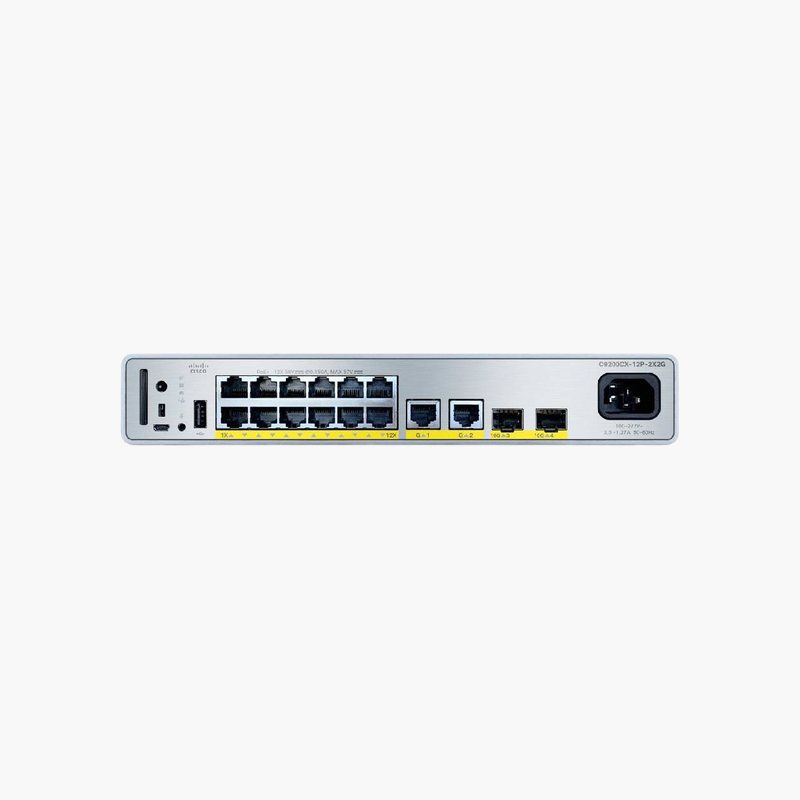 Cisco-Catalyst-9200CX-12-Port-Compact-PoE-Switch-C9200CX-12P-2X2G-12x-PoE-Layer-3-Managed-1.png Cisco Catalyst 9200CX 12-Port Compact PoE+ Switch (C9200CX-12P-2X2G) – 12x PoE+, Layer 3 Managed - Image 1