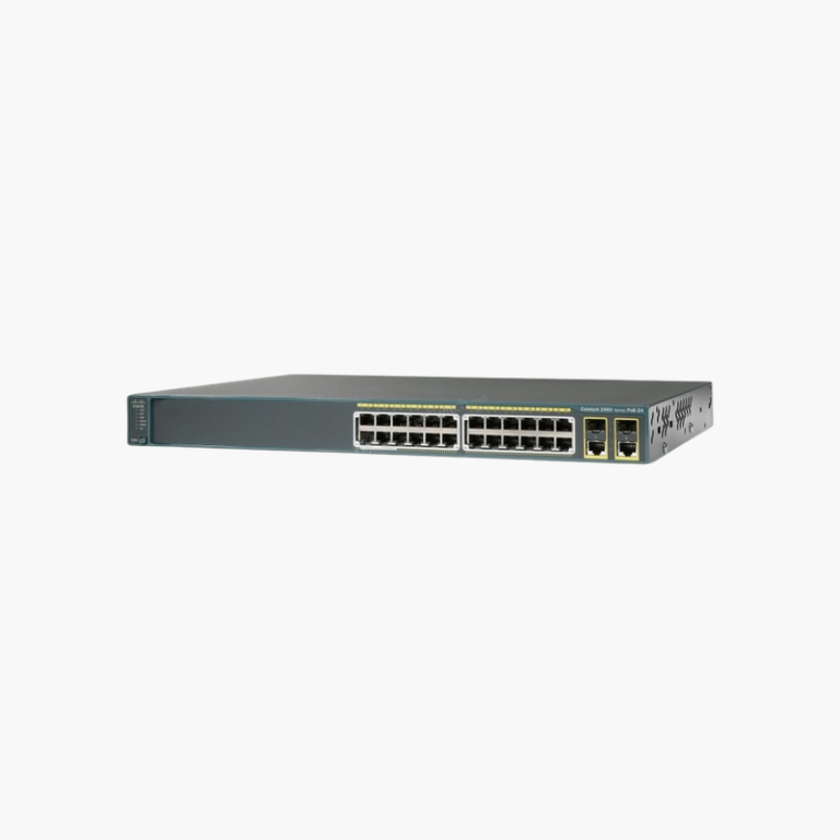 Cisco Catalyst WS-C2960+24PC-L 24-Port Fast Ethernet PoE Switch – 370W PoE, 2x Gigabit Combo Uplinks, LAN Base
