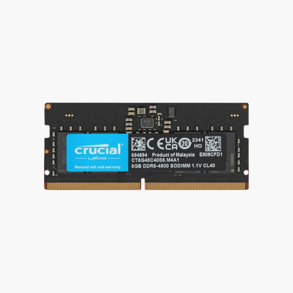 Crucial 8GB DDR5-4800 SODIMM Laptop RAM (CT8G48C40S5) – CL40, 262-Pin