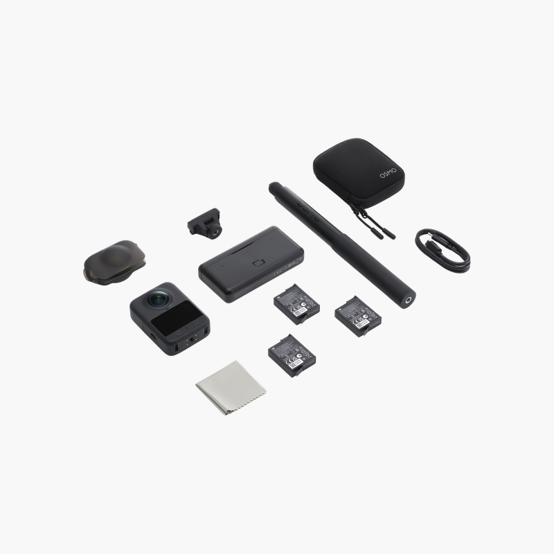 DJI Osmo 360 Adventure Combo – 8K 360° Action Camera with 1-Inch Sensor, 3 Extreme Batteries, Battery Case & Invisible Selfie Stick