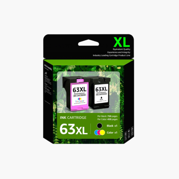 HP 63 Black and Tri-Color Original Ink Cartridges 2-Pack – For DeskJet, ENVY, and OfficeJet Printers