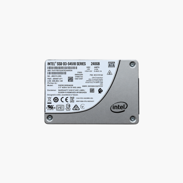 Intel SSD D3-S4510 240GB 2.5" SATA Enterprise SSD (SSDSC2KB240G801) – 6Gb/s, 3D TLC, Power-Loss Protection