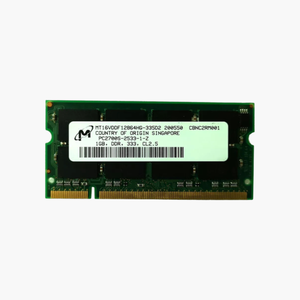 Micron 1GB DDR-333 PC2700 SODIMM Laptop Memory (MT16VDDF12864HG-335D2) – 200-Pin, 2.5V