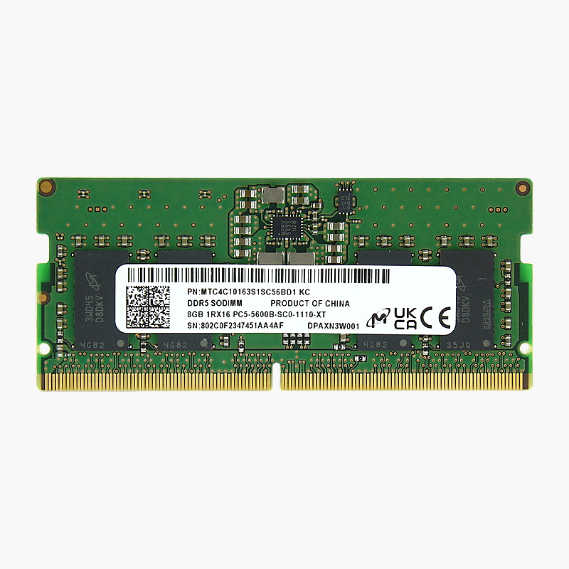 Micron 32GB DDR5-5600 ECC SO-DIMM Memory (MTC20C2085S1TC56BR) – 2Rx8, PC5-44800 Micron 32GB DDR5-5600 ECC SO-DIMM Memory (MTC20C2085S1TC56BR)