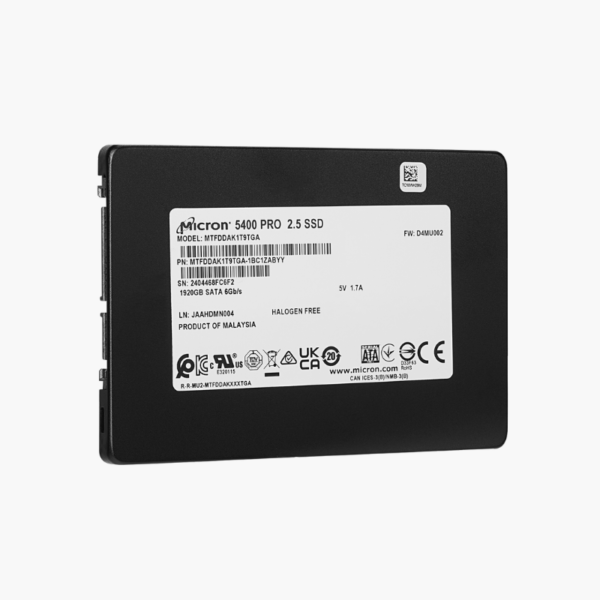 Micron 5400 PRO 1.92TB 2.5" SATA Enterprise SSD (MTFDDAK1T9TGA-1BC1ZABYYR) – 176-Layer TLC, Read-Intensive, 7mm