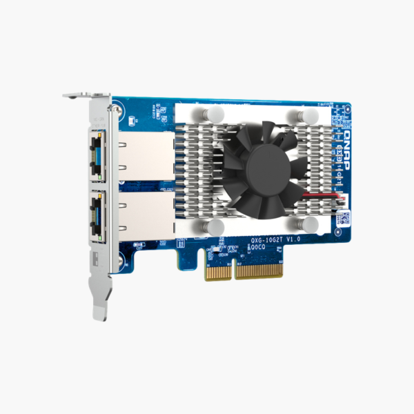 QNAP QXG-10G2T Dual-Port 10GBASE-T PCIe Network Expansion Card (QXG-10G2T) – Marvell AQtion (10GBASE-T), PCIe Gen3 x4 low-profile card
