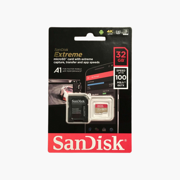 SanDisk Extreme 32GB microSDHC UHS-I Card with Adapter (SDSQXAF-032G-GN6MA) – V30, A1