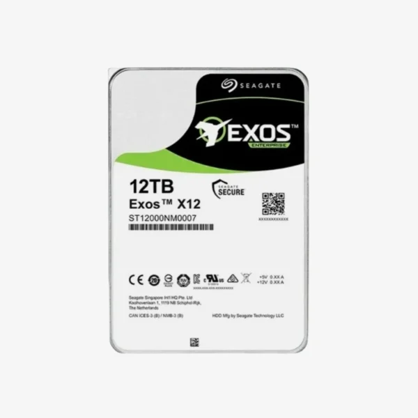 Seagate Exos X12 12TB Enterprise Hard Drive (ST12000NM0007) — 7200 RPM, SATA 6Gb/s, 256MB Cache