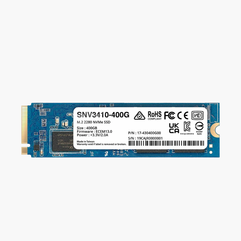Synology SNV3410 400GB M.2 2280 NVMe SSD (SNV3410-400G) – PCIe Gen3 x4, 491 TBW, NAS Cache Synology SNV3410 400GB M.2 2280 NVMe SSD (SNV3410-400G) – PCIe Gen3 x4, 491 TBW, NAS Cache - Image 1