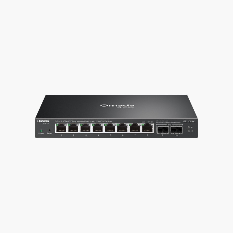 TP-Link-Omada-ES210X-M2-10-Port-2.5G-Easy-Managed-Switch-with-2-10G-SFP-ES210X-M2-2x-10G-SFP-1.png TP-Link Omada ES210X-M2 10-Port 2.5G Easy Managed Switch with 2 10G SFP+ (ES210X-M2) – 2x 10G SFP+ - Image 1
