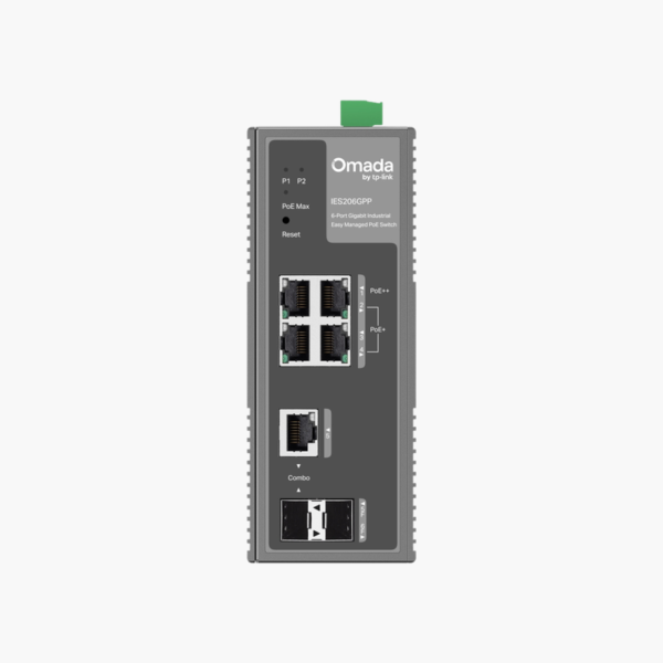 TP-Link Omada IES206GPP 6-Port Gigabit Industrial Easy Managed Switch with 4-Port PoE (IES206GPP) – 120W PoE