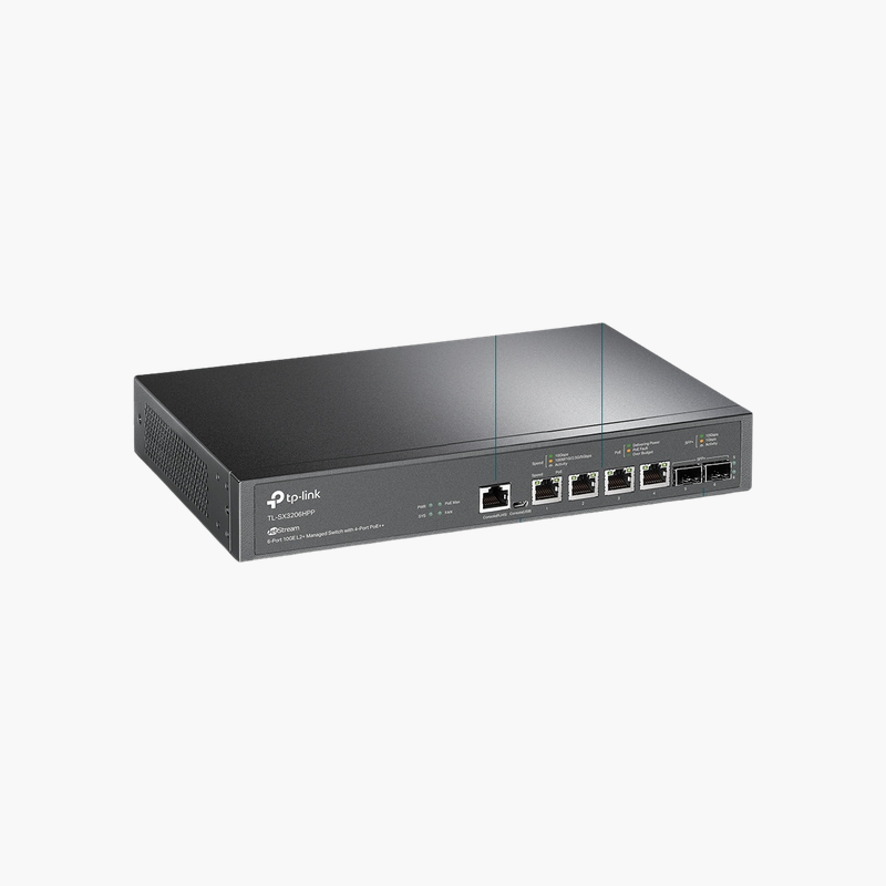 TP-Link-Omada-SX3206HPP-6-Port-10G-L2-Managed-Switch-with-4-Port-PoE-SX3206HPP-200W-PoE-2x-10G-SFP-1.png TP-Link Omada SX3206HPP 6-Port 10G L2+ Managed Switch with 4-Port PoE++ (SX3206HPP) – 200W PoE, 2x 10G SFP+ - Image 1