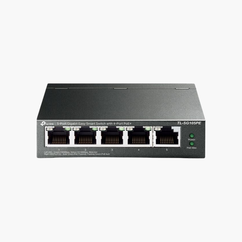 TP-Link-TL-SG105PE-5-Port-Gigabit-Easy-Smart-Switch-with-4-Port-PoE-TL-SG105PE-65W-PoE-1.png TP-Link TL-SG105PE 5-Port Gigabit Easy Smart Switch with 4-Port PoE+ (TL-SG105PE) – 65W PoE - Image 1