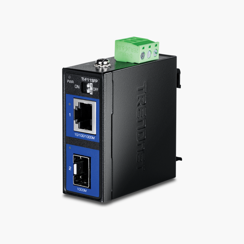 TRENDnet-TI-F11SFP-Hardened-Industrial-1001000Base-T-to-SFP-Media-Converter-TI-F11SFP-Industrial-Media-Converter-1.png TRENDnet TI-F11SFP Hardened Industrial 100/1000Base-T to SFP Media Converter (TI-F11SFP) – Industrial Media Converter - Image 1