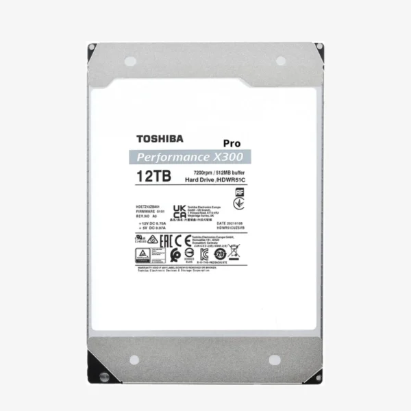 Toshiba X300 Pro 12TB Hard Drive (HDWR51CXZSTB) — 300 TB/Year CMR for Workstations & Creators