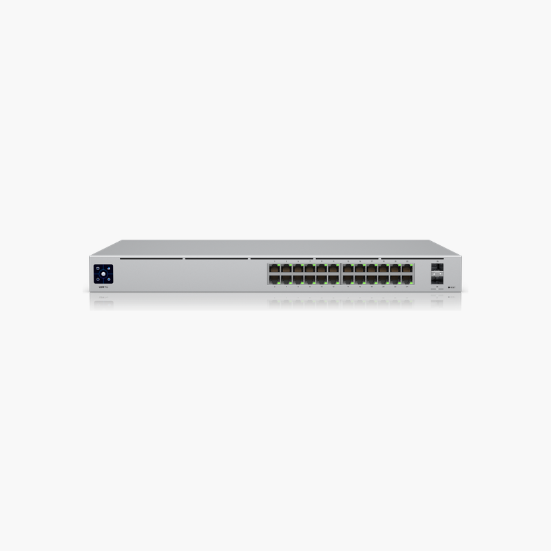 Ubiquiti-UniFi-Switch-Pro-24-USW-Pro-24-USW-PRO-24-2x-10G-SFP-Layer-3-Managed-1.png Ubiquiti UniFi Switch Pro 24 (USW-Pro-24) (USW-PRO-24) – 2x 10G SFP+, Layer 3 Managed - Image 1