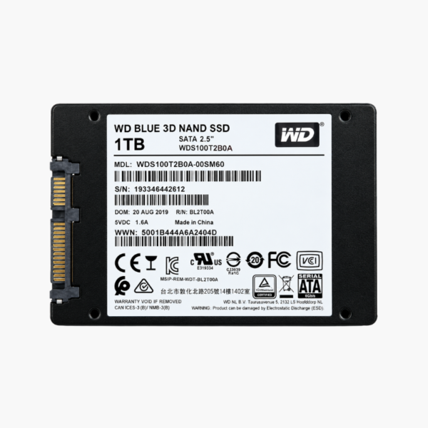 WD Blue 3D NAND 1TB 2.5" SATA SSD (WDS100T2B0A-00SM50) – Up to 560MB/s, 400 TBW