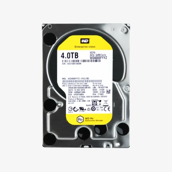 WD RE 4TB Enterprise Hard Drive (WD4000FYYZ) — 7200 RPM Class, 64MB Cache, SATA 6Gb/s