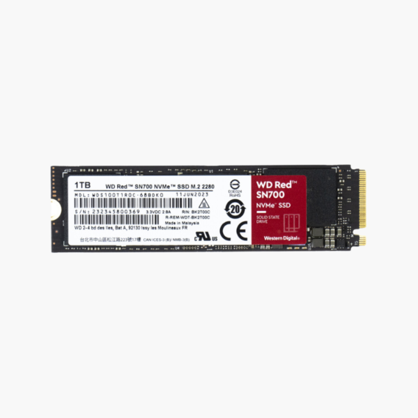 WD Red SN700 1TB NVMe NAS SSD (WDS100T1R0C) – PCIe Gen3 x4 M.2 2280, 2,000 TBW